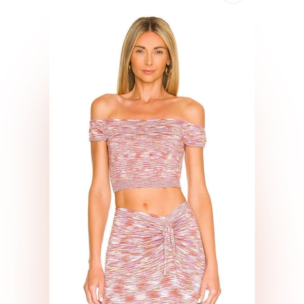 House Of Harlow X Revolve Sonia Off Shoulder Crop in Purple Spacedye